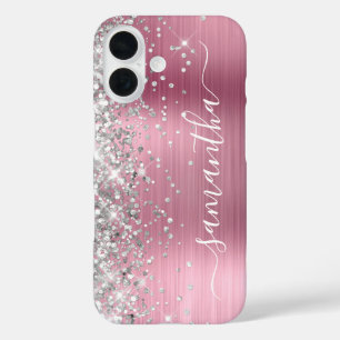 Coques iPhone 16 Parties scintillant Argent Clair rose métallique S