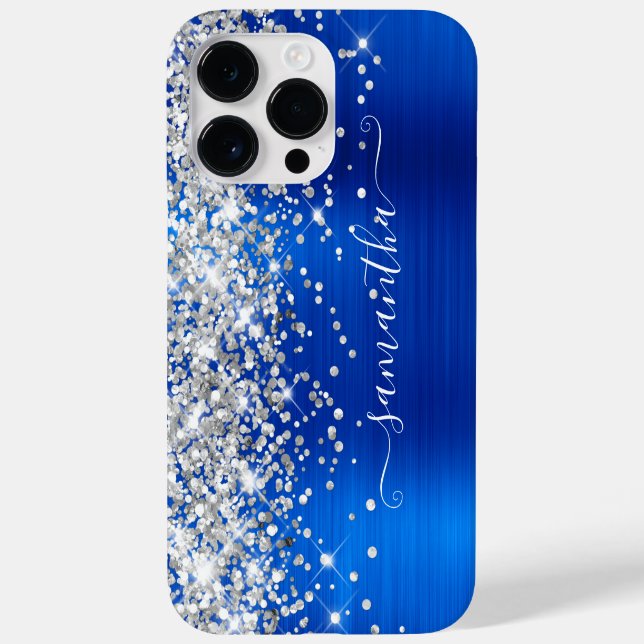 Coques Case-Mate iPhone Parties scintillant Argent Royal Blue Glam Girl Si (Verso)