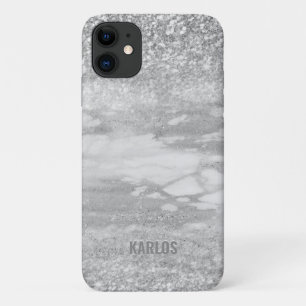 Case-Mate iPhone Case Parties scintillant argentée et marbre gris