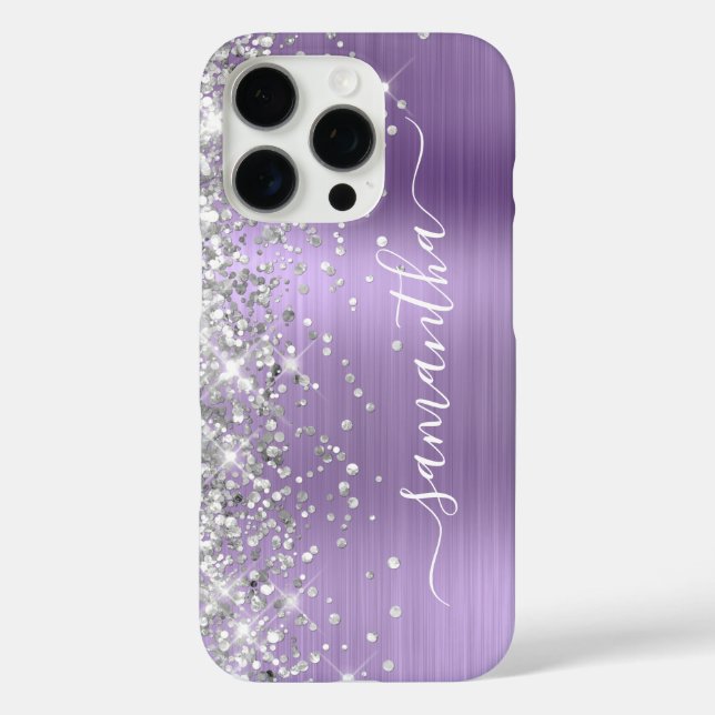 Coques Case-Mate iPhone Parties scintillant argentée Lumière violet Metall (Verso)