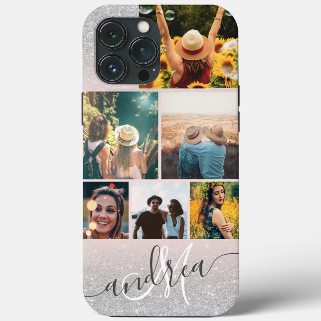 Coques Case-Mate iPhone Parties scintillant argentée monogramme 6 photos c (Verso)