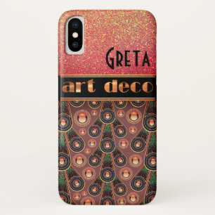 Case-Mate iPhone Case Parties scintillant Art déco look or rose vert noi
