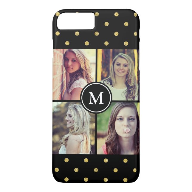 Coques Case-Mate iPhone Parties scintillant Black Gold Points Collage de p (Dos)