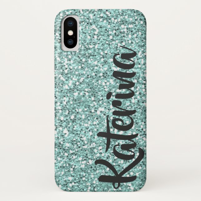 Coques Case-Mate iPhone Parties scintillant bleu clair personnalisée avec  (Dos)