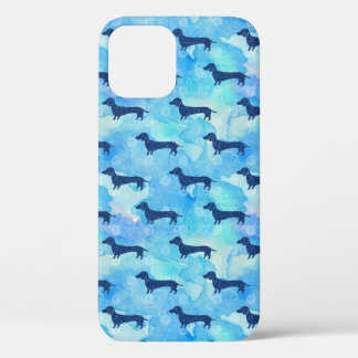Case-Mate iPhone Case Parties scintillant bleue Aquarelle Dachshund Moti