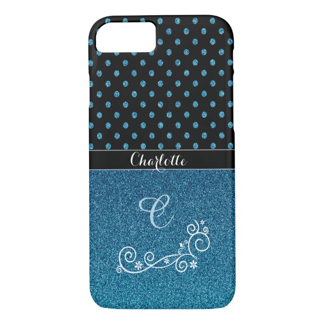 Coques Case-Mate iPhone Parties scintillant bleue élégante personnalisée N (Dos)