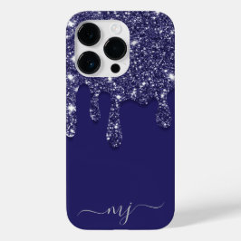 Coque Pour iPhone 14 Pro Parties scintillant bleue marine moderne élégant