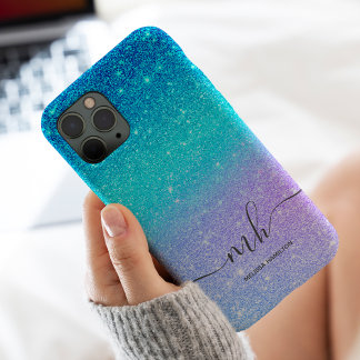 Case-Mate iPhone Case Parties scintillant bleue moderne ombre violet chi