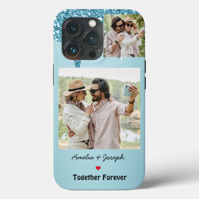 Coques Case-Mate iPhone Parties scintillant Bleue Moderne Personnalisé Amo (Verso)