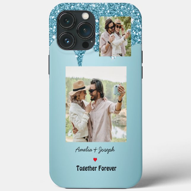 Coques Case-Mate iPhone Parties scintillant Bleue Moderne Personnalisé Amo (Verso)