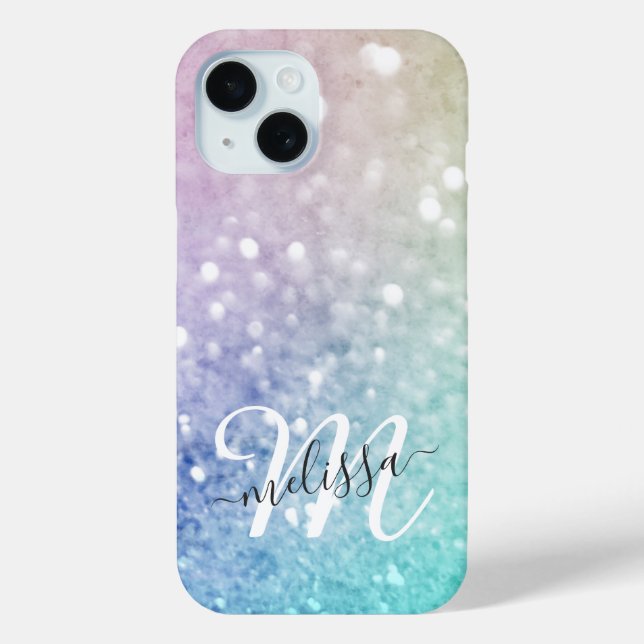 Coques Case-Mate iPhone Parties scintillant colorée Joli Bokeh Monogrammé (Verso)