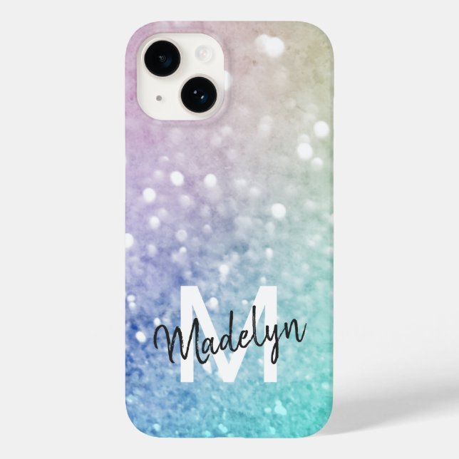 Coques Case-Mate iPhone Parties scintillant colorée Joli Bokeh Monogrammé (Verso)