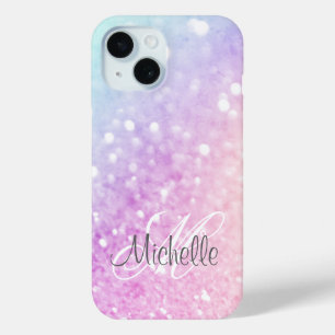 Coque Pour iPhone 15 Parties scintillant colorée personnalisée Iridesce