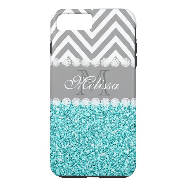 COQUES Case-Mate iPhone PARTIES SCINTILLANT D'AQUA, CHEVRON GRIS, MONOGRAM (Dos)