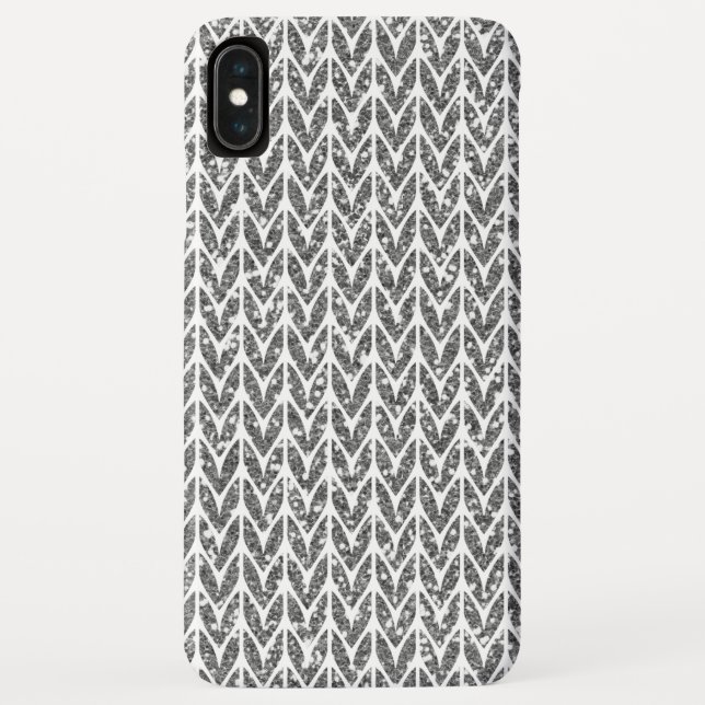 Coques Case-Mate iPhone Parties scintillant d'argent Chevrons style Knit I (Dos)