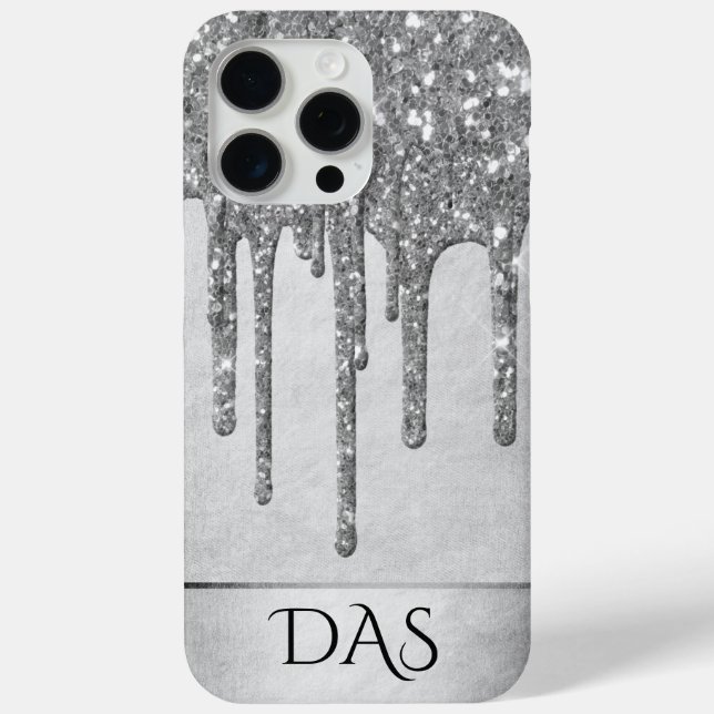 Coques Case-Mate iPhone Parties scintillant d'argent de dépôt | Monogramme (Verso)