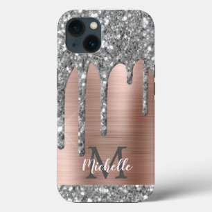 Case-Mate iPhone Case Parties scintillant d'argent Rose Monogramme métal