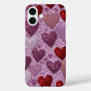 Coques iPhone 16 Plus Parties scintillant D'ARGENT ROUGE PURPLE REGARDER