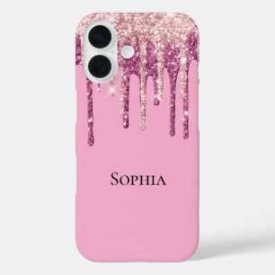 Coques iPhone 16 Parties scintillant de crème glacée rose