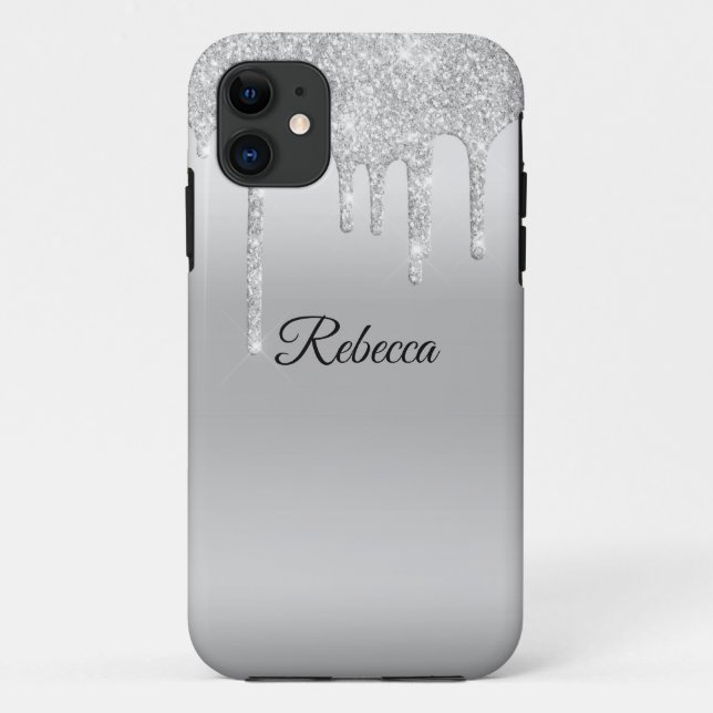 Coques Case-Mate iPhone Parties scintillant de séchage Silver Personnalisé (Dos)