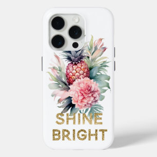 Coque iPhone 15 Pro Parties scintillant d'or ananas brillant