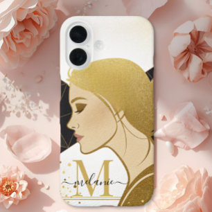 Coques iPhone 16 Parties scintillant d'or élégant moderne Monogramm