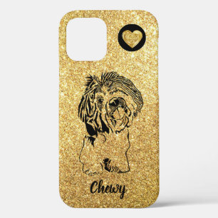 Case-Mate iPhone Case Parties scintillant d'or Encre artistique Shih Tzu