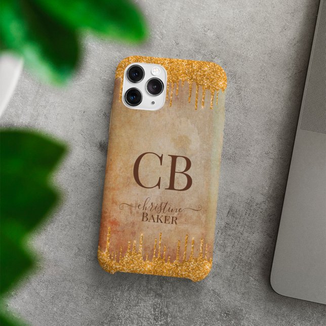 Coques Case-Mate iPhone Parties scintillant d'or gouttes avec touche rusti (Créateur téléchargé)