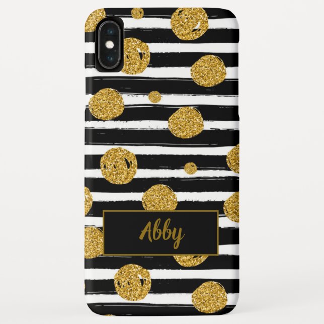 Coques Case-Mate iPhone Parties scintillant d'or Grandes noires (Dos)