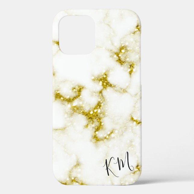 Coques Case-Mate iPhone Parties scintillant d'or marbre personnalisé (Verso)