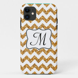 Case-Mate iPhone Case Parties scintillant d'or moderne Chevron Monogram 