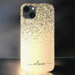 Case-Mate iPhone Case Parties scintillant d'or Monogramme métallique Nom