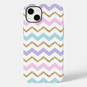 Coque Pour iPhone 14 Plus Parties scintillant d'or Pastel Motif Zigzag