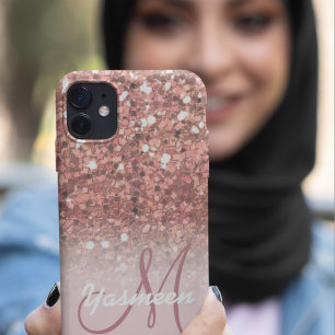 Case-Mate iPhone Case Parties scintillant d'or Rose de fille personnalis
