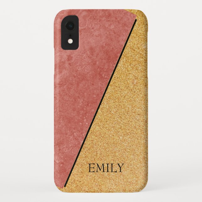 Coques Case-Mate iPhone Parties scintillant d'or rouge marbré (Dos)