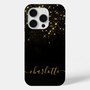 Coque iPhone 15 Pro Parties scintillant d'or scintillant Élégant scrip