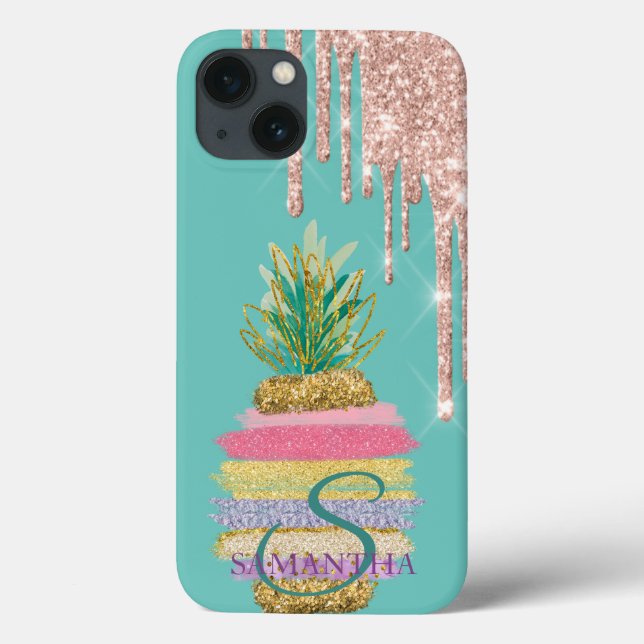 Coques Case-Mate iPhone Parties scintillant Drives Striped Pineapple Mint  (Verso)