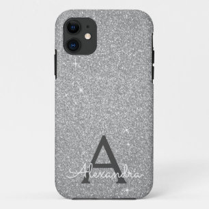 Case-Mate iPhone Case Parties scintillant en argent de luxe et Monogramm