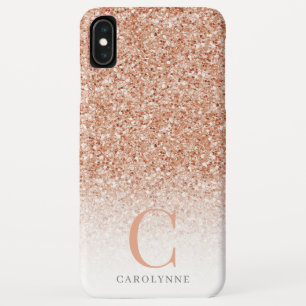Case-Mate iPhone Case Parties scintillant en cuivre or Rose Ombre Monogr