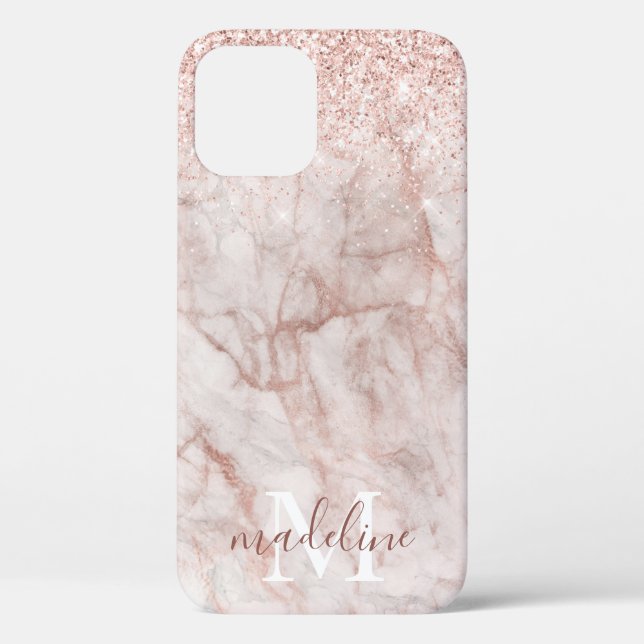 Coques Case-Mate iPhone Parties scintillant en marbre doré Rose de fille N (Verso)