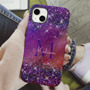 Coque Pour iPhone 15 Parties scintillant en métal brossé violet irisé m