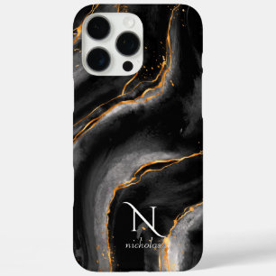 Coques iPhone 16 Pro Max Parties scintillant en or foncé de nuit marbre per