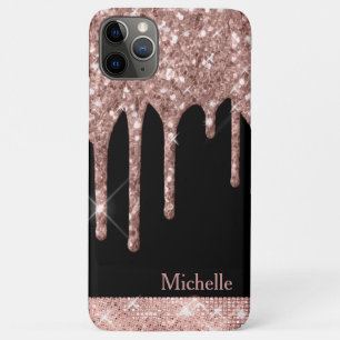 Case-Mate iPhone Case Parties scintillant en or Rose monogramme sur noir