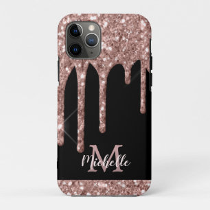 Case-Mate iPhone Case Parties scintillant en or Rose monogramme sur noir