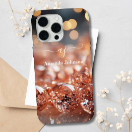 Coque iPhone 15 Pro Max Parties scintillant en or rose pâle en pierres pr
