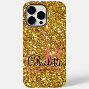 Coque Pour Pour iPhone 14 Pro Max Parties scintillant étincelante or monogrammé