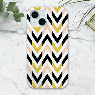 Coque Pour iPhone 15 Parties scintillant Faux géométrique Chevron Motif
