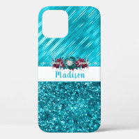 Parties scintillant florale Turquoise personnalisé