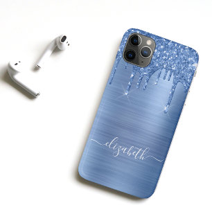 Case-Mate iPhone Case Parties scintillant gouttes Monogramme bleu