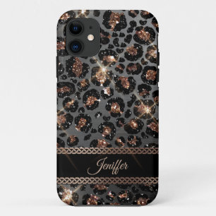 Case-Mate iPhone Case Parties scintillant Leopard Black Gold personnalis